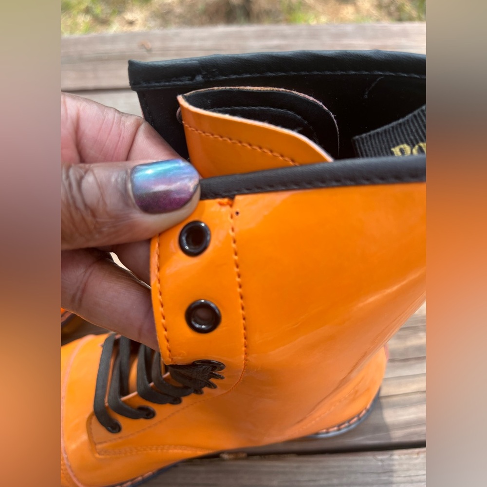 Beverly Hills Polo Club Orange Lace Up Women's Boots ***FLAWED*** Size 9 - Picture 10 of 11